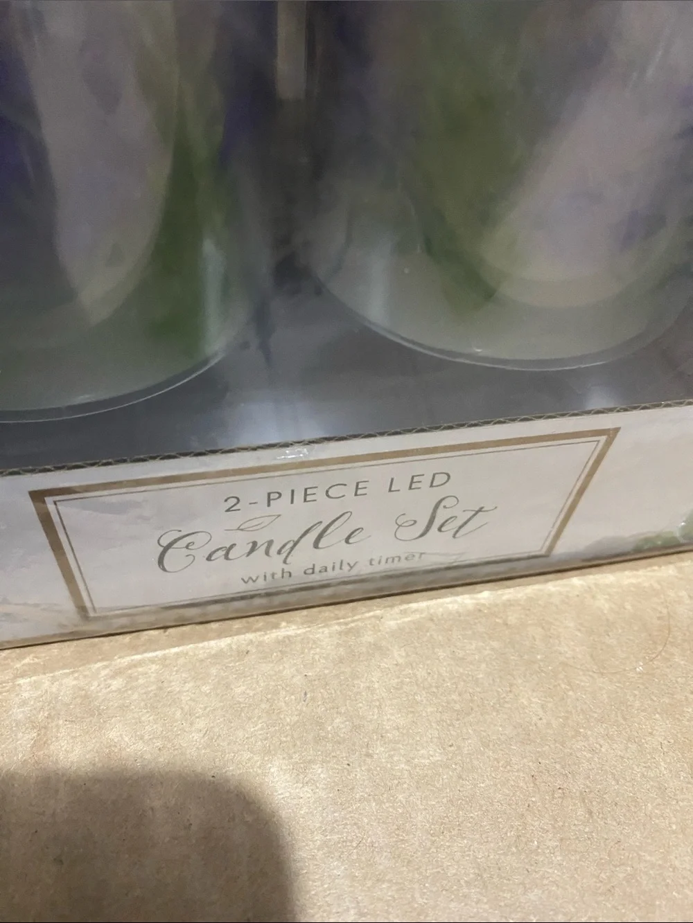 Laura Ashley White LED Floral Pillar Candle Set with Lavender Accents